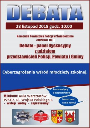 Plakat debaty Cyberzagrożeń.