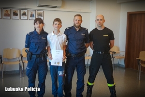 Strażak, policjanci i zwycięzca konkursu