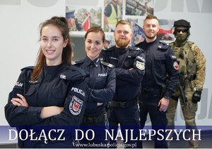 Policjanci z róznych wydziałów w szeregu.