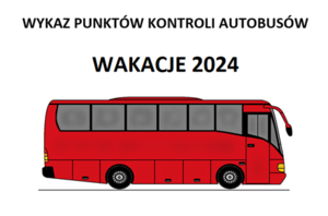 Rysunkowy czerwony autokar z hasłem wykazu