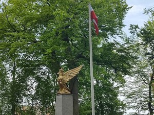 Uroczystości 3 majowe, poczet sztandarowy, przemarsz, składanie kwiatów pod pomnikiem oraz zabezpieczenie trasy przemarszu