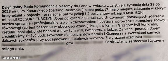 wiadomość z podziękowaniem