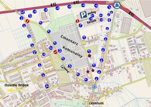 Mapa rejon cmentarza w Świebodzinie