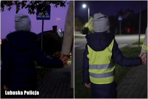 dziecko z odblaskiem i bez